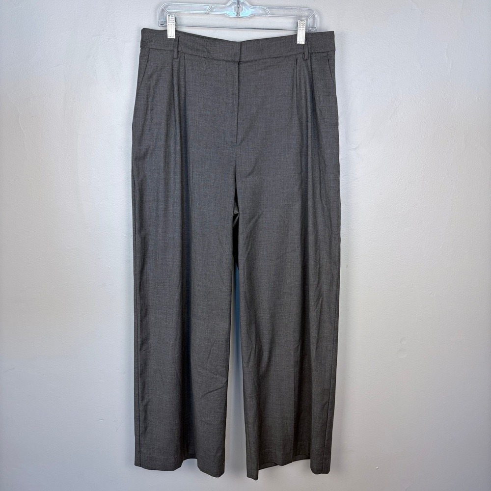 Express Super High Rise Wide Leg Pant Charcoal Gray Professional Size 14